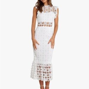Petal & Pup White Lace Midi Dress